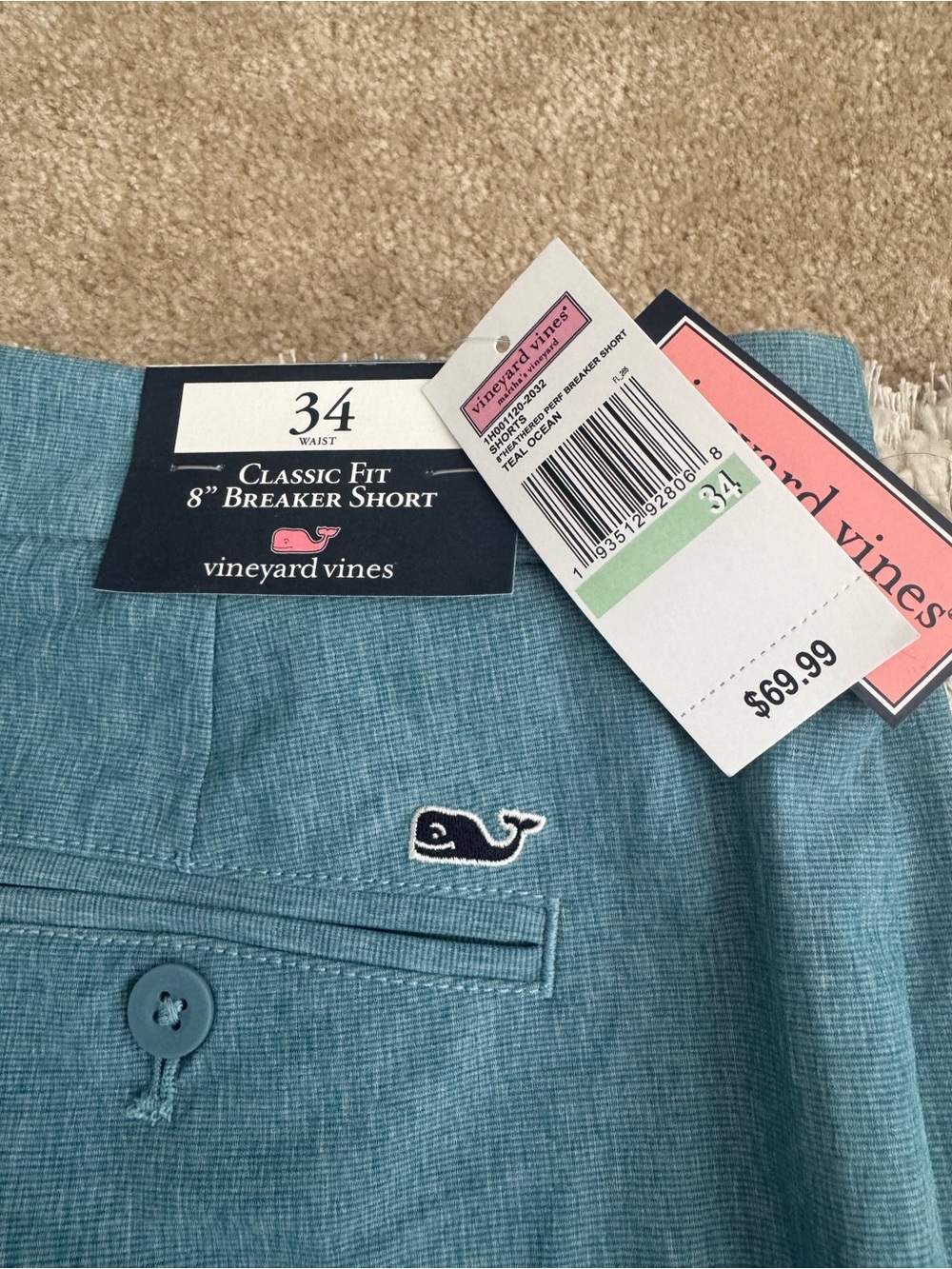 Men’s Vineyard Vines Teal Classic Fit Breaker Shorts